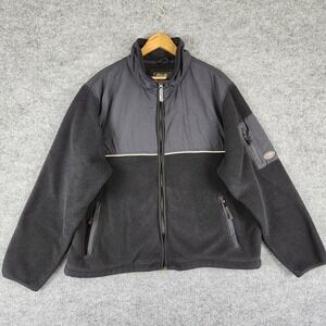 Eddie Bauer Jacket Polartec Fleece Mens XXL Black Full Zip Mixed Media Outdoor
